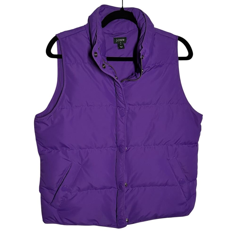 J. Crew Women's Purple Puffer Vest Size Medium Ski Outdoor Cold Weather